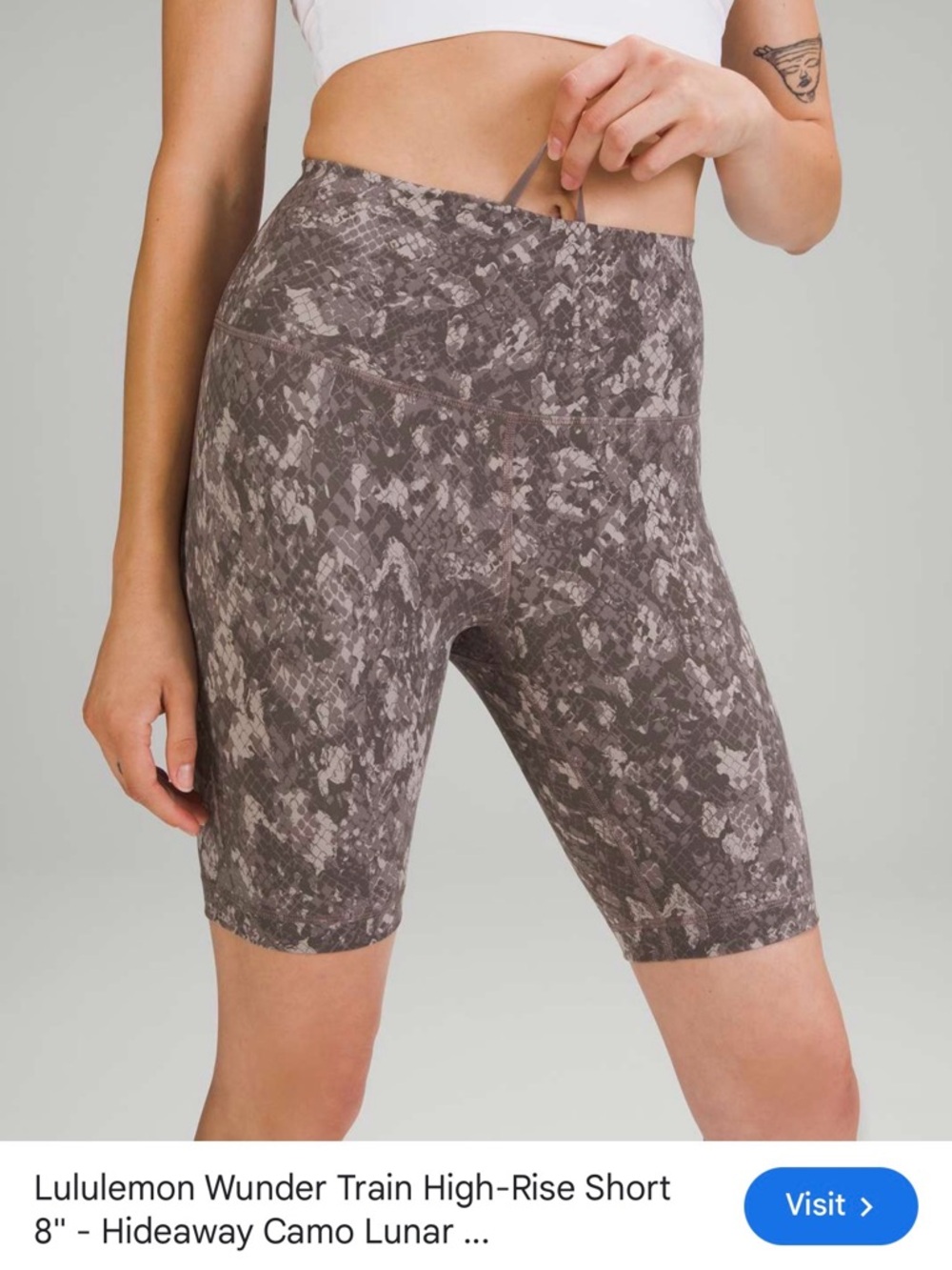 lululemon athletica High-Rise Bike Shorts in Hideaway Camo Lunar (Gray) 6